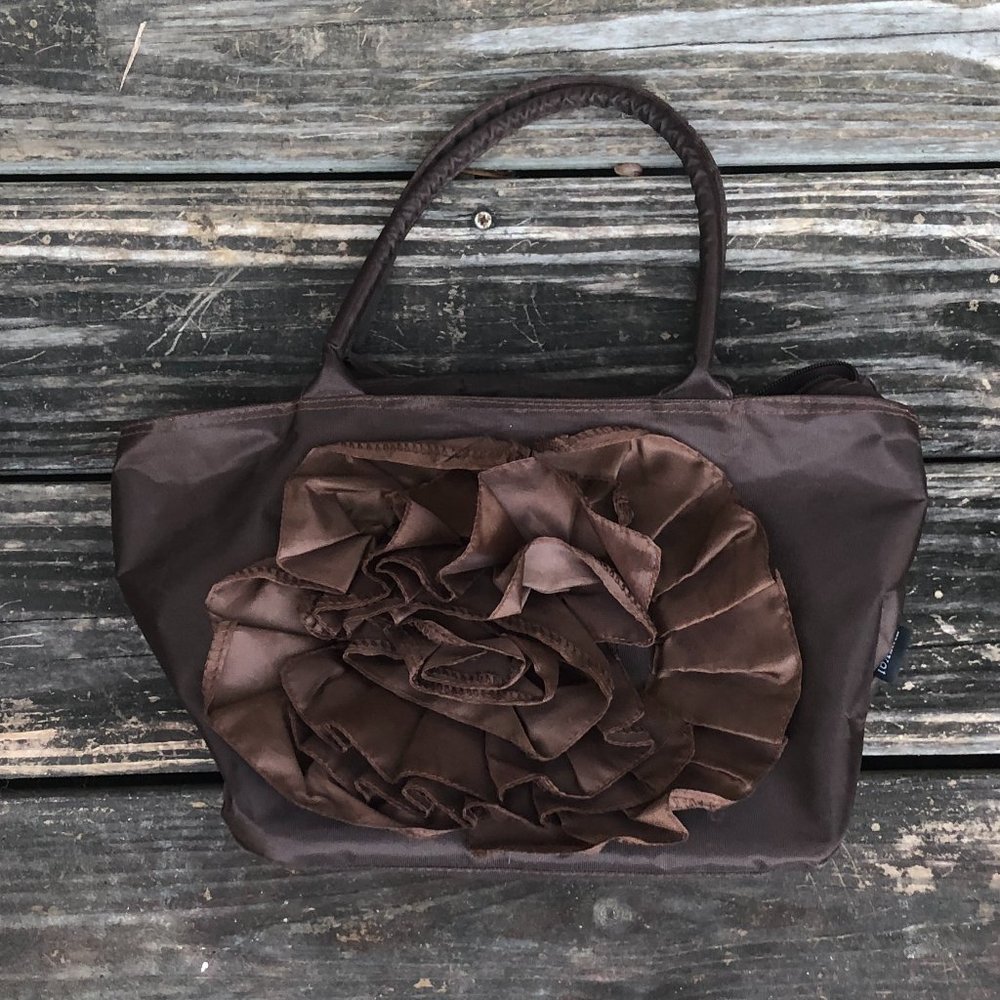 SOLD—Murval Flower Rosette Small Tote Handbag Purse